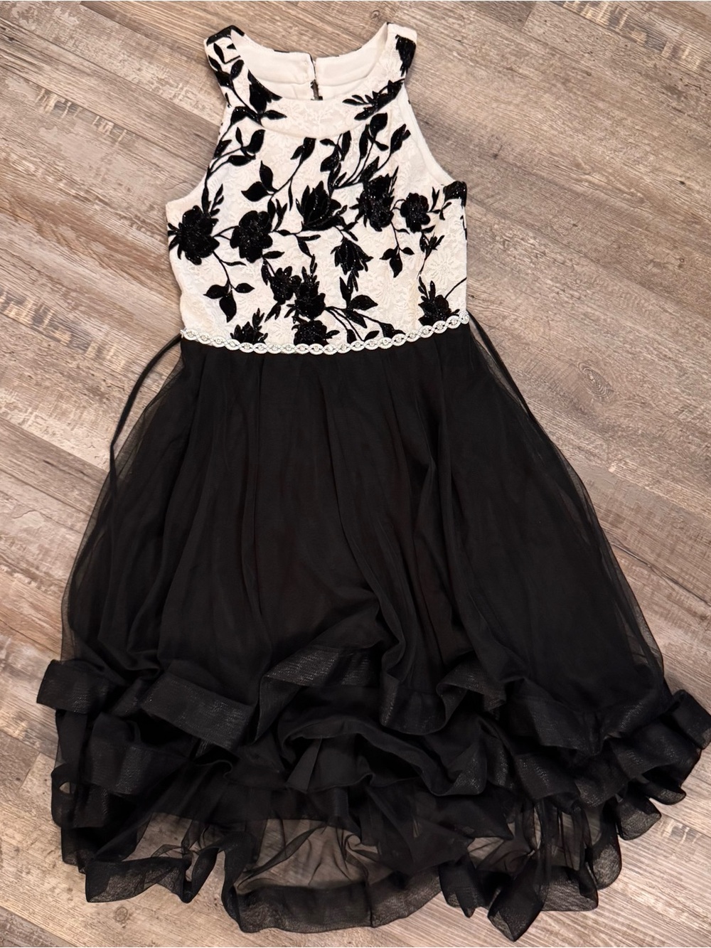 Speechless Girls Black & White Floral Tulle Party Dress size 8